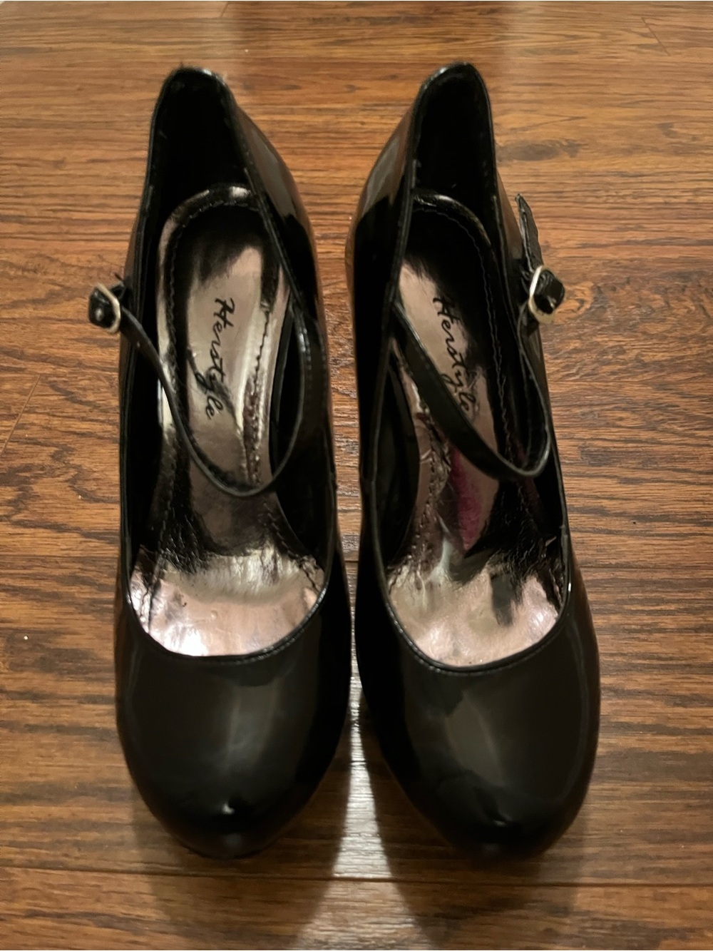 HERSTYLE BLACK PATENT PLATFORM STILETTO HEELS | MARY JANE STRAP |FORMAL | SIZE 7